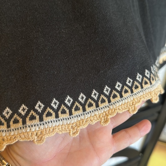 Odd Molly / Anthropologie/ Anthro Cotton Knit Crochet Hem Pull On Sweater Skirt. - Picture 2 of 8